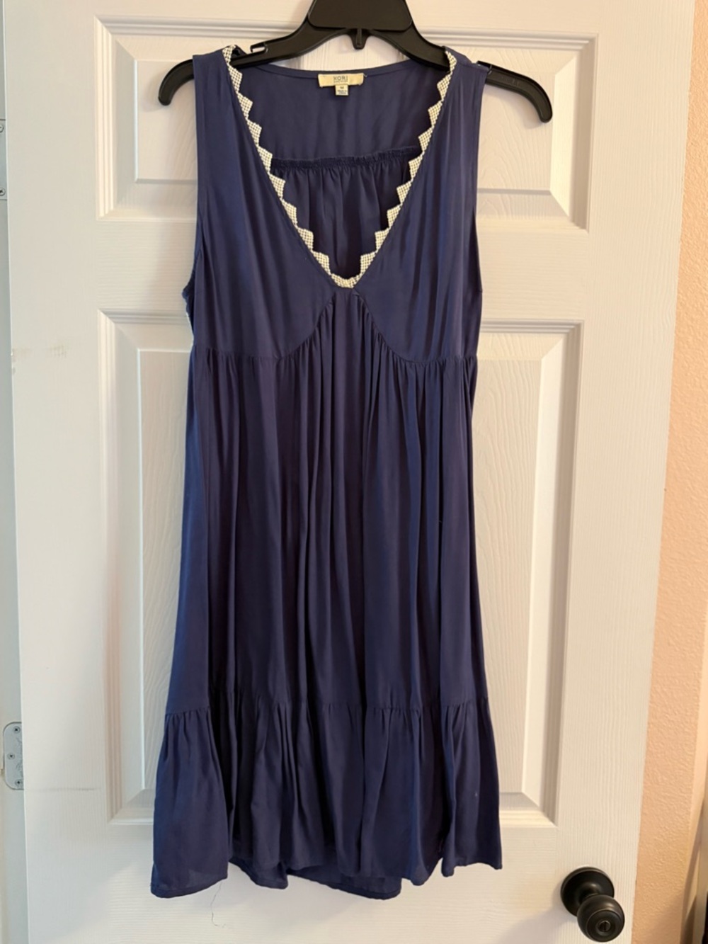 Kori Navy Blue Sleeveless Dress with Crochet Trim